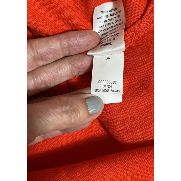 Croft & Barrow Linen Blend Shift Dress Large Sleeveless Red Embroidered New - Picture 10 of 11